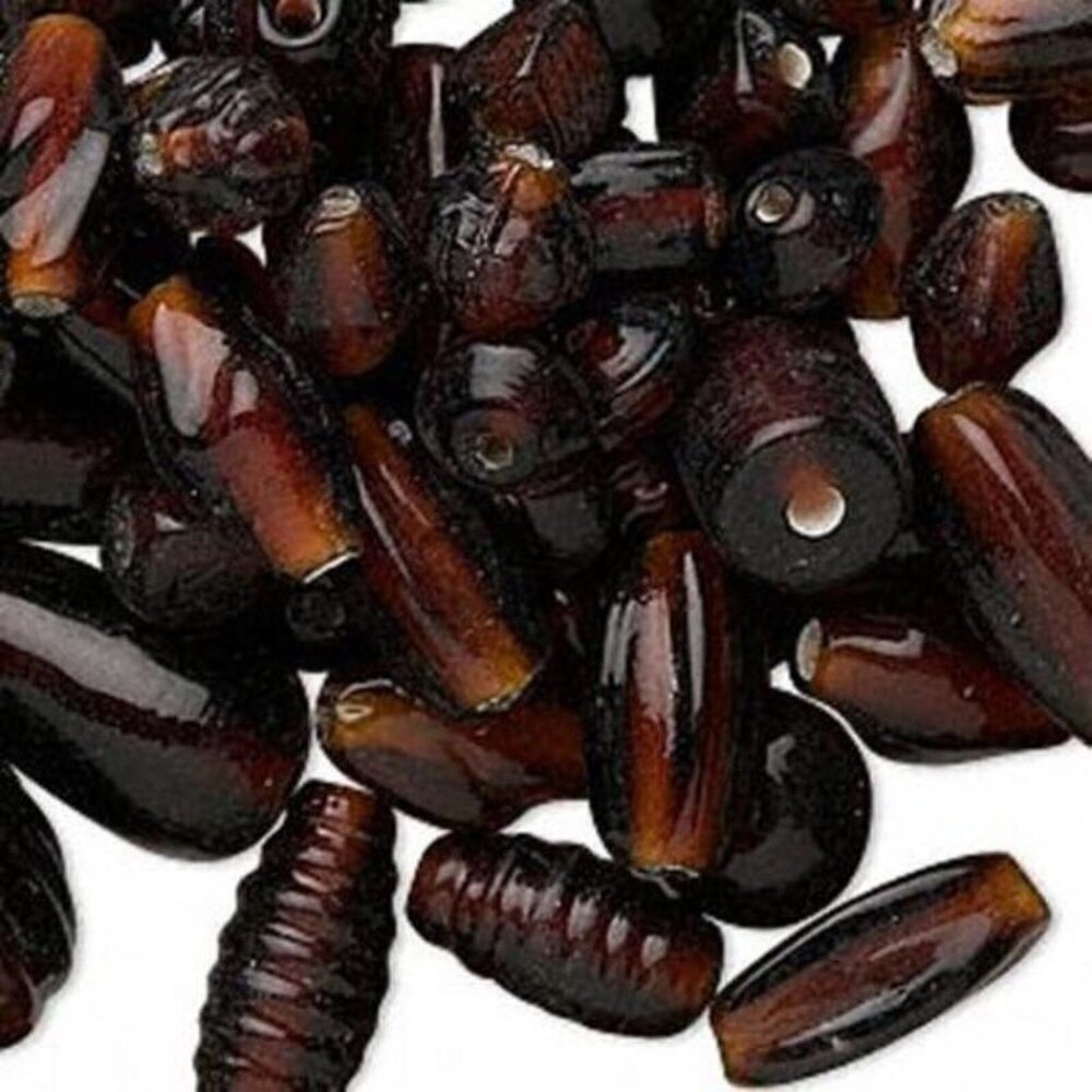 50g Bulk Handcrafted India Lampwork Glass Beads Mix Translucent Tortoise Brown